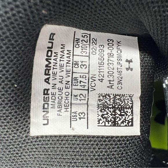 Under Armour Black White UAF Hightop Cleats Mens size 13 - Picture 9 of 9